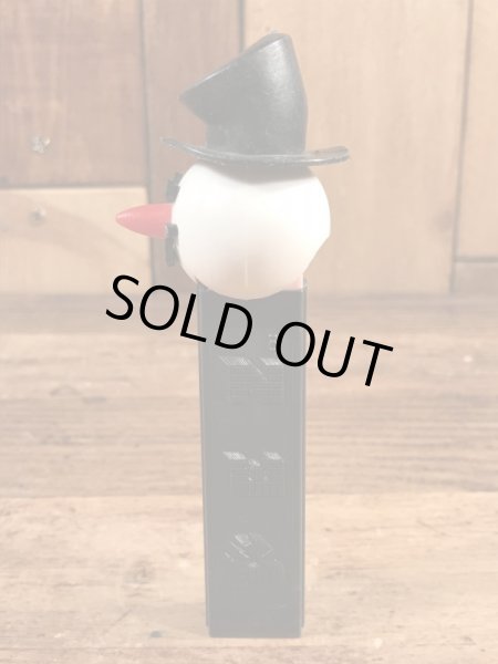 黒色のスノーマンの70’sヴィンテージ足無しPezディスペンサー