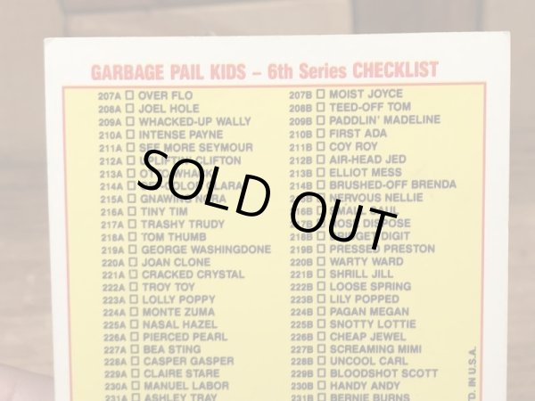 トップス社製のガーベッジペイルキッズの80年代ビンテージステッカーカード