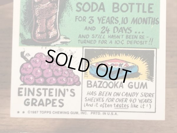 トップス社製のガーベッジペイルキッズの80年代ビンテージステッカーカード