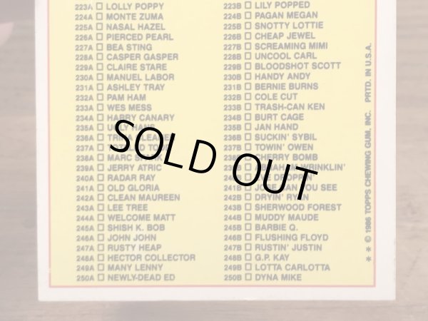 Topps社製のガーベッジペイルキッズの80’sヴィンテージカードシール