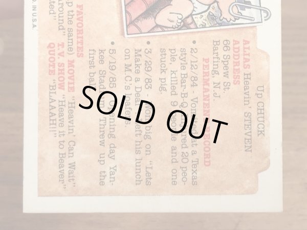 トップス社製のガーベッジペイルキッズの80年代ビンテージステッカーカード