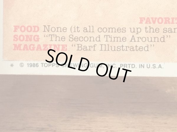 トップス社製のガーベッジペイルキッズの80年代ビンテージステッカーカード