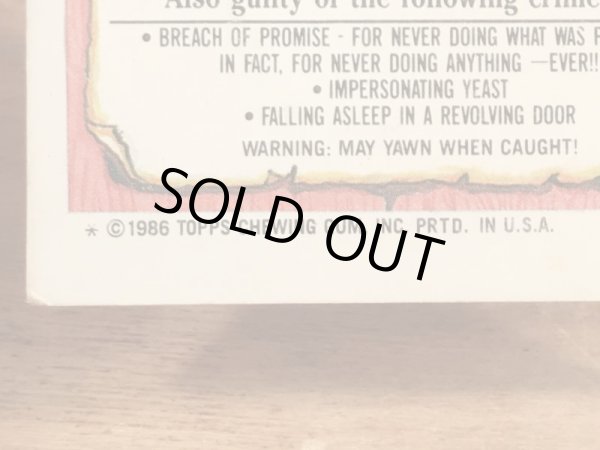 トップス社製のガーベッジペイルキッズの80年代ビンテージステッカーカード