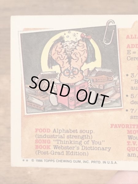 トップス社製のガーベッジペイルキッズの80年代ビンテージステッカーカード