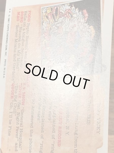 トップス社製のガーベッジペイルキッズの80年代ビンテージステッカーカード