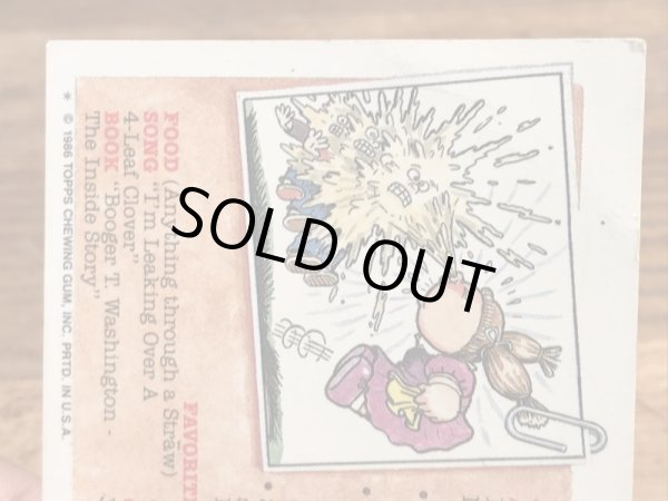 トップス社製のガーベッジペイルキッズの80年代ビンテージステッカーカード