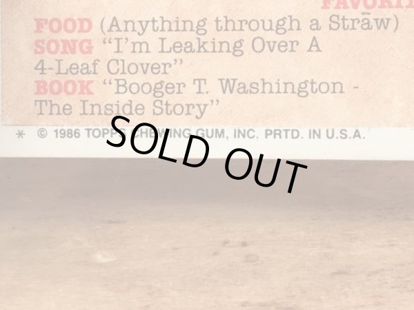 トップス社製のガーベッジペイルキッズの80年代ビンテージステッカーカード