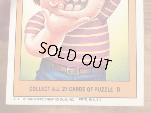 トップス社製のガーベッジペイルキッズの80年代ビンテージステッカーカード