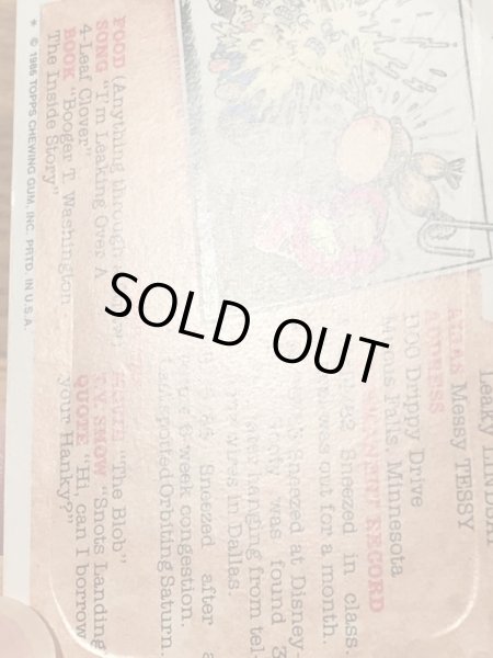 トップス社製のガーベッジペイルキッズの80年代ビンテージステッカーカード