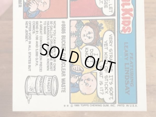 トップス社製のガーベッジペイルキッズの80年代ビンテージステッカーカード