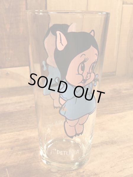 ルーニーテューンズのペチュニアピッグの70年代ビンテージガラスコップ