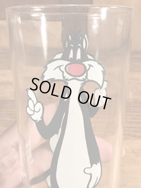 ルーニーテューンズのシルベスターキャットの70年代ビンテージガラスコップ