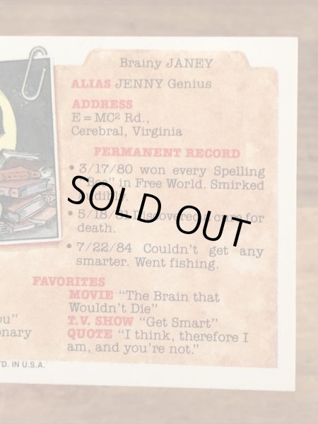 トップス社製のガーベッジペイルキッズの80年代ビンテージステッカーカード