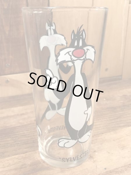 ルーニーテューンズのシルベスターキャットの70年代ビンテージガラスコップ
