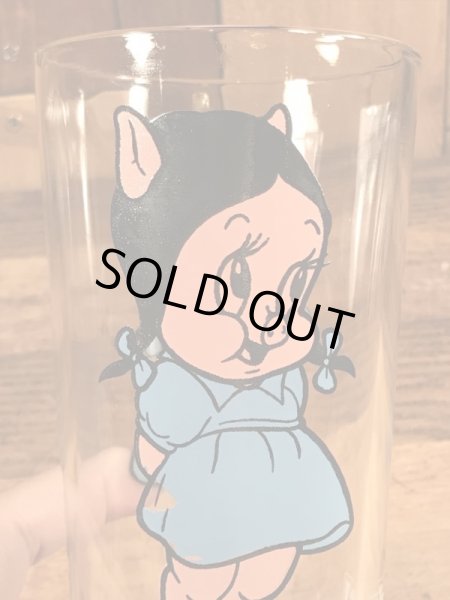 ルーニーテューンズのペチュニアピッグの70年代ビンテージガラスコップ