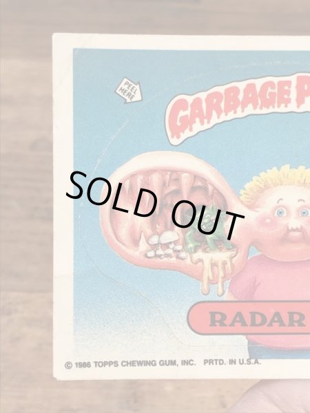 トップス社製のガーベッジペイルキッズの80年代ビンテージステッカーカード