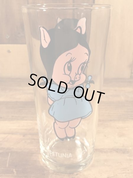 ルーニーテューンズのペチュニアピッグの70年代ビンテージガラスコップ