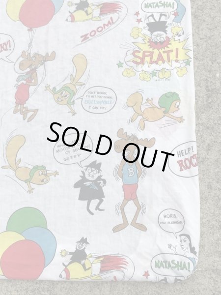 ロッキー＆ブルウィンクルのツインサイズの70年代ビンテージボックスシーツ