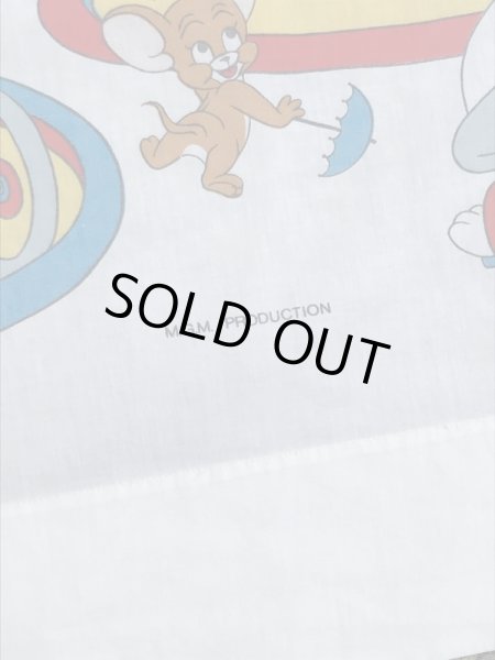 トムとジェリーのツインサイズの70年代ビンテージフラットシーツ