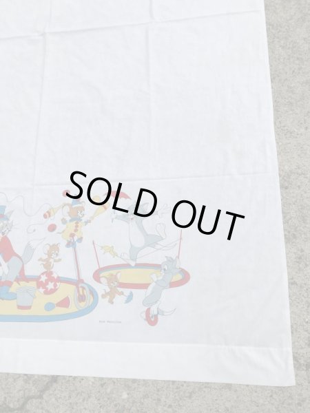 トムとジェリーのツインサイズの70年代ビンテージフラットシーツ