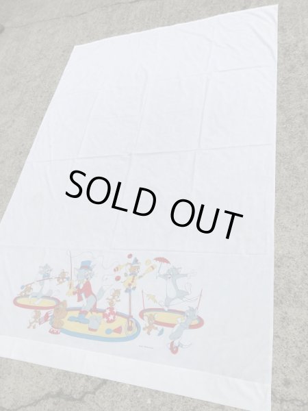 トムとジェリーのツインサイズの70年代ビンテージフラットシーツ