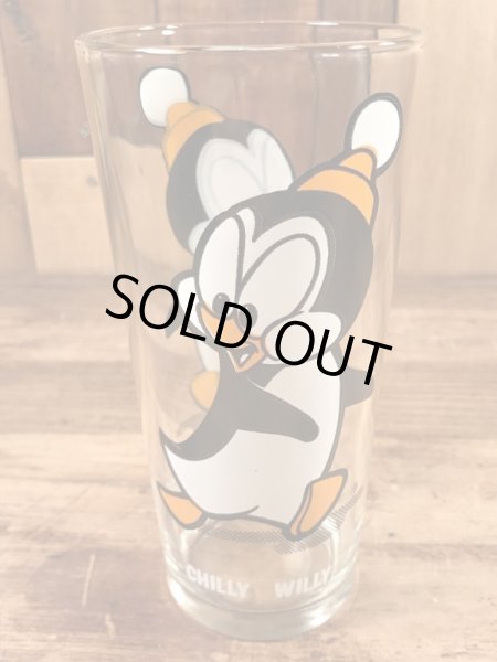 ペンギンのチリーウィリーの70年代ビンテージガラスコップ