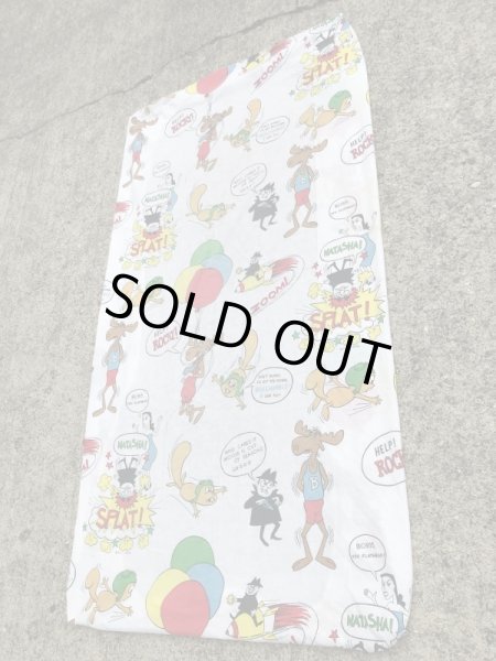 ロッキー＆ブルウィンクルのツインサイズの70年代ビンテージボックスシーツ