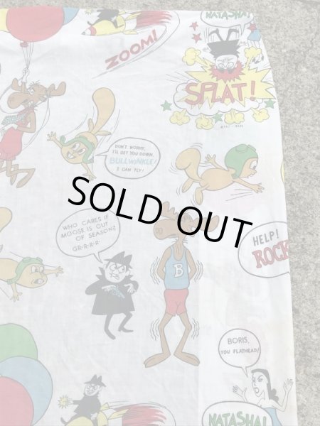 ロッキー＆ブルウィンクルのツインサイズの70年代ビンテージボックスシーツ