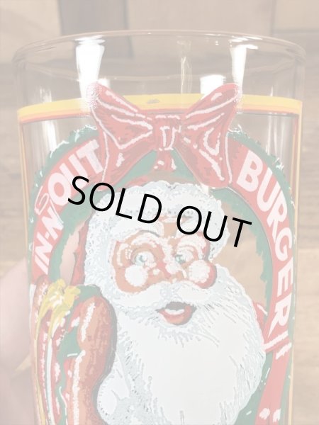 インアンドアウトバーガーのサンタクロースの80年代ビンテージガラスコップ