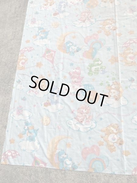 ケアベアのブルーベースの80年代ビンテージフラットシーツ