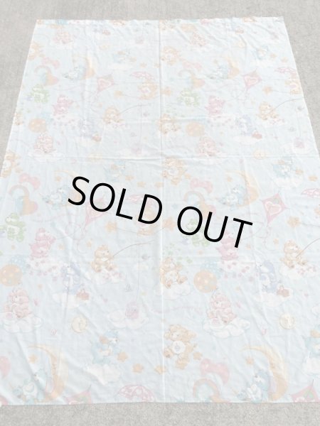 ケアベアのブルーベースの80年代ビンテージフラットシーツ