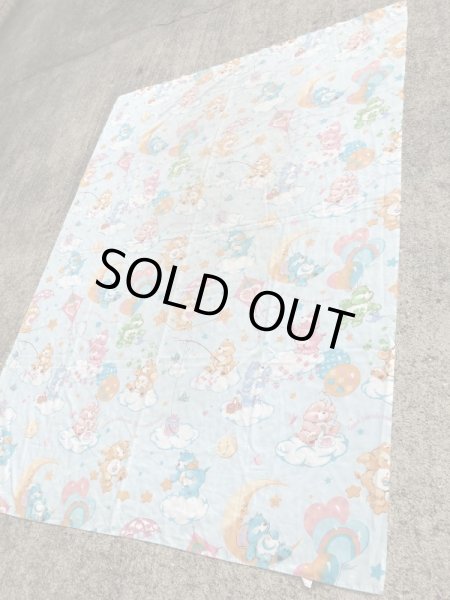 ケアベアのブルーベースの80年代ビンテージフラットシーツ