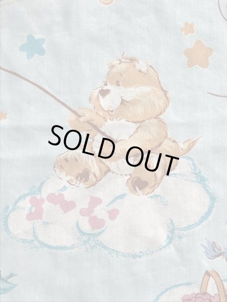 ケアベアのブルーベースの80年代ビンテージフラットシーツ