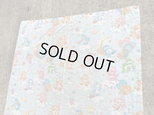 ケアベアのブルーベースの80年代ビンテージフラットシーツ