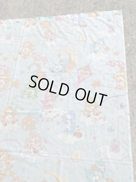 ケアベアのブルーベースの80年代ビンテージフラットシーツ