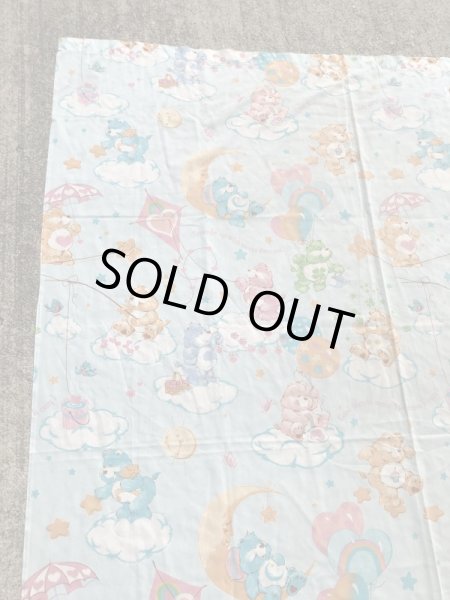 ケアベアのブルーベースの80年代ビンテージフラットシーツ