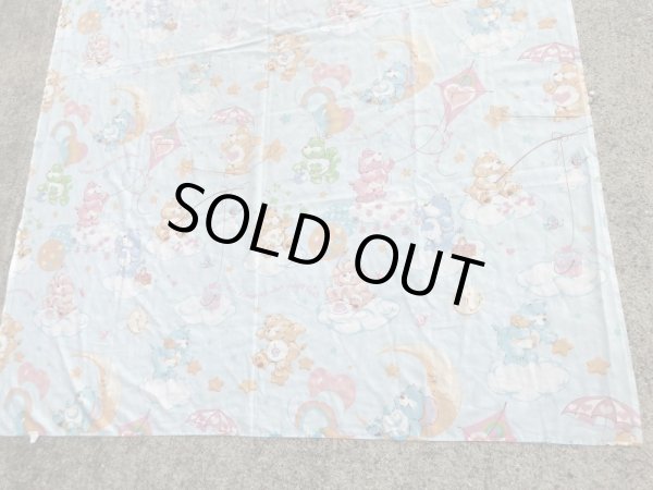 ケアベアのブルーベースの80年代ビンテージフラットシーツ