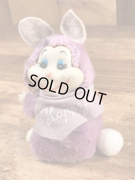 イースターバニーの紫の80’sヴィンテージクリップドール