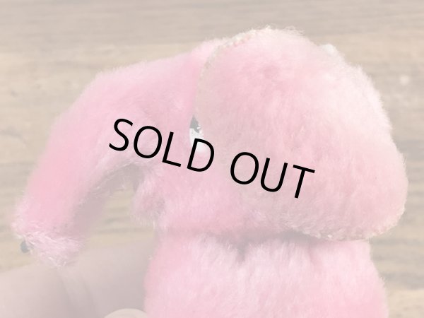 ピンクの象の80年代ビンテージクリップ人形