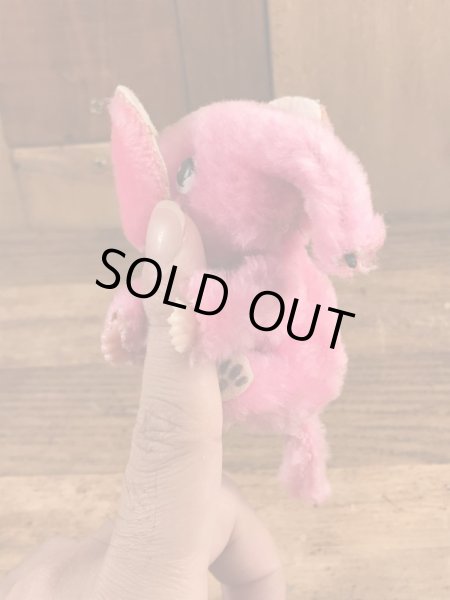 ピンクの象の80年代ビンテージクリップ人形