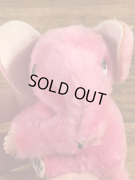 ピンクの象の80年代ビンテージクリップ人形