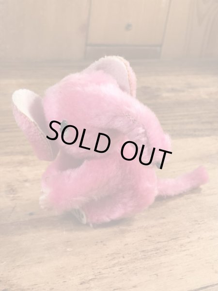 ピンクの象の80年代ビンテージクリップ人形