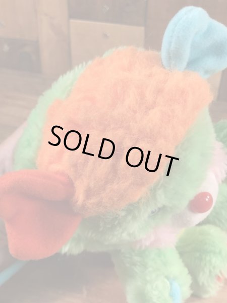 ポップルズの緑のパターの80年代ビンテージぬいぐるみ