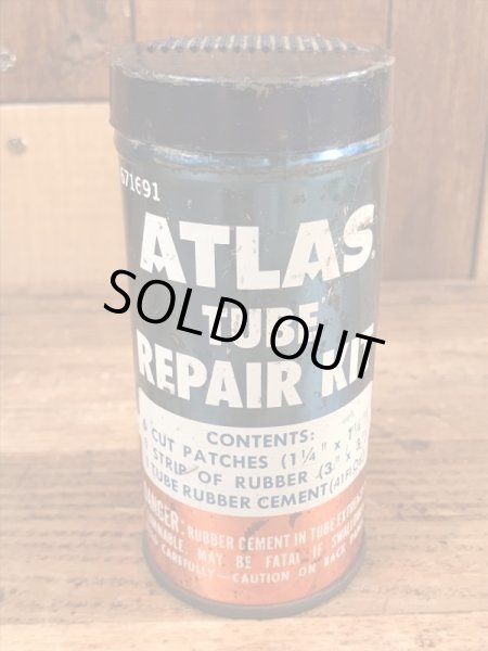 Atlas Supply社製のチューブリペアキットの40〜50年代ビンテージブリキ缶