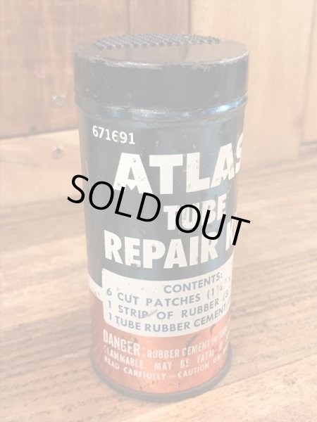 Atlas Supply社製のチューブリペアキットの40〜50年代ビンテージブリキ缶