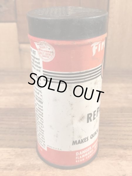 ファイヤーストーンのタイヤチューブのリペアキットが入っていた40〜50年代ビンテージブリキ缶