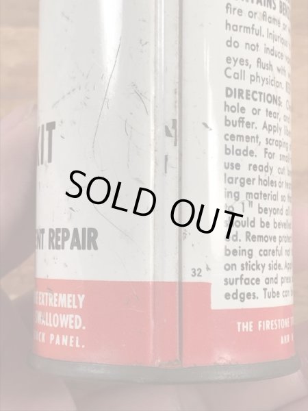 ファイヤーストーンのタイヤチューブのリペアキットが入っていた40〜50年代ビンテージブリキ缶