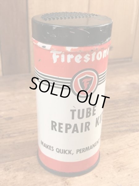 ファイヤーストーンのタイヤチューブのリペアキットが入っていた40〜50年代ビンテージブリキ缶