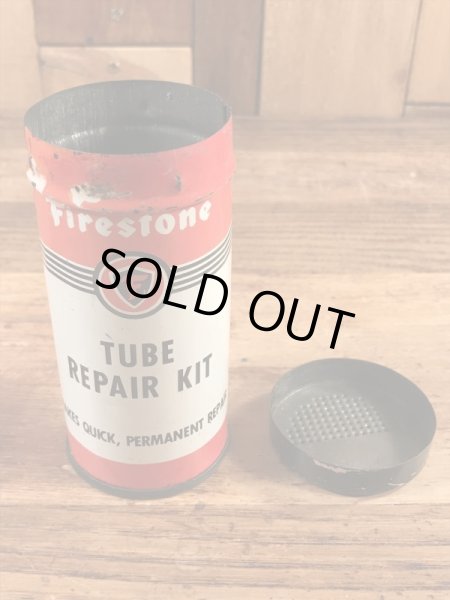 ファイヤーストーンのタイヤチューブのリペアキットが入っていた40〜50年代ビンテージブリキ缶
