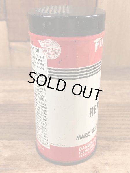 ファイヤーストーンのタイヤチューブのリペアキットが入っていた40〜50年代ビンテージブリキ缶